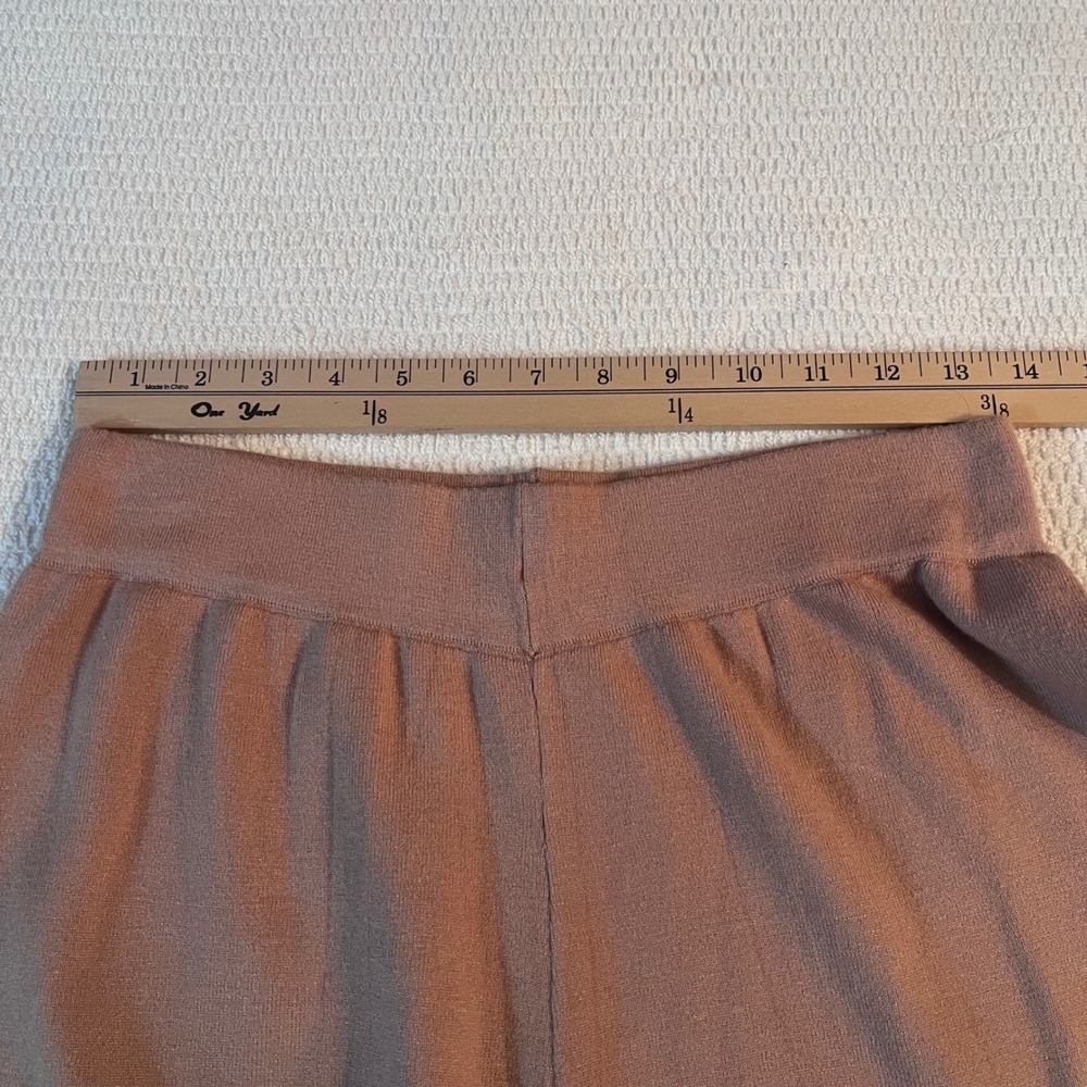Womens Wide Leg Knit Lounge Pants Med Pink Viscose Nylon PBT Trimmed Side Slits - Picture 5 of 8